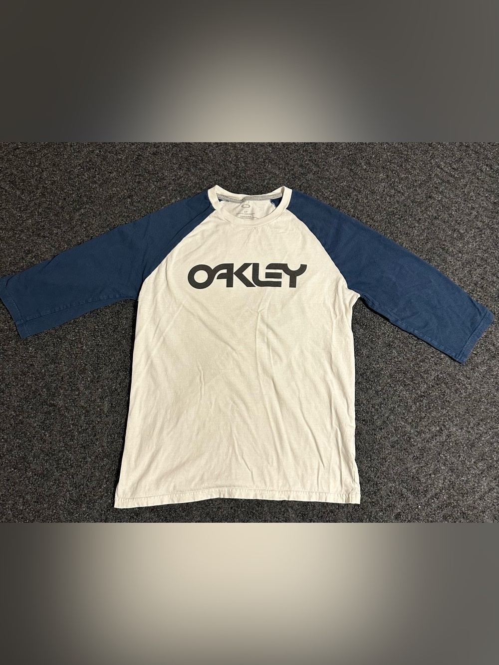 Oakley White and Navy Raglan Logo Tee